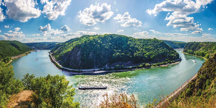 Admiring views of the romantic Rhine Gorge