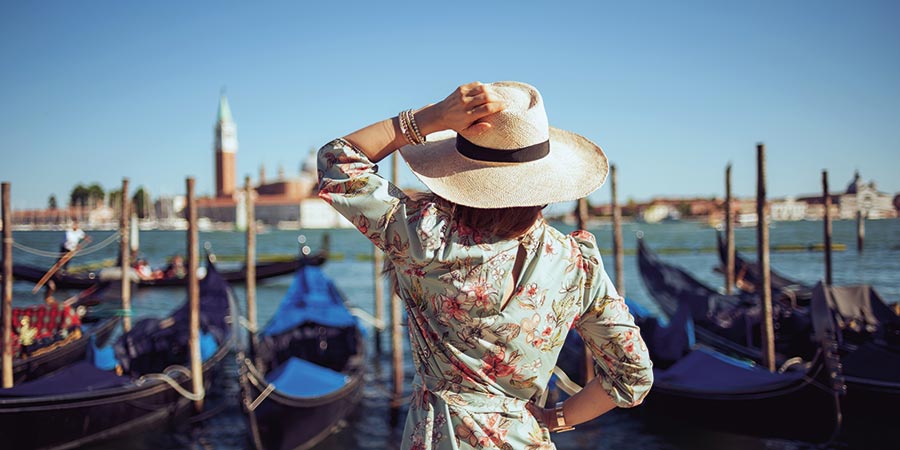 Stylish woman in Venice
